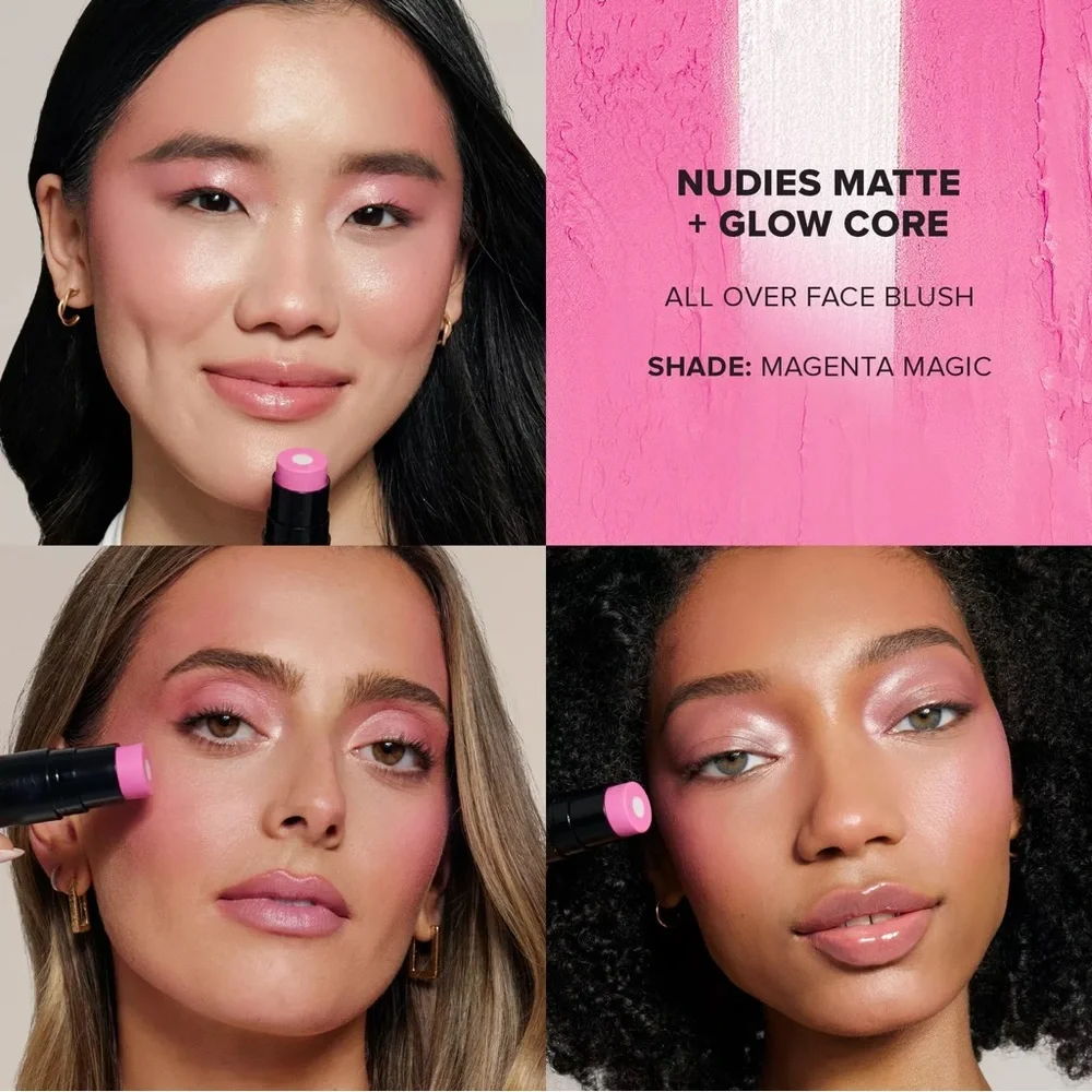 NUDESTIX Magenta Magic Nudies Matte + Glow Core All Over Face Blush Color